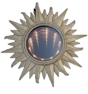 Vintage Mid Century Modern MCM Gold Sunburst Sun Star Infinity Mirror  • $694.99