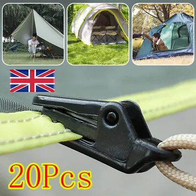 £4.19 • Buy 20 PCS Awning Tarp Clips Set Tent Clamp Buckle Camping Tool  Heavy Duty Black