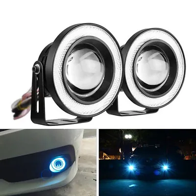 $22.32 • Buy 2* Blue Halo Ring Angel  LED Projector Lamps  For Driving DRL Lights Fog Lights