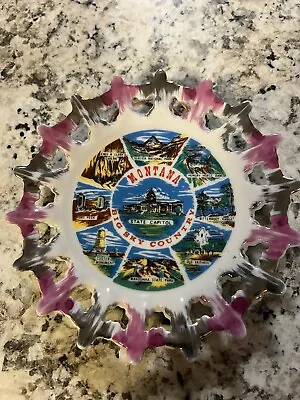 Vintage State Of Montana Collector Plate White Pink And Gold  5” • $9.99