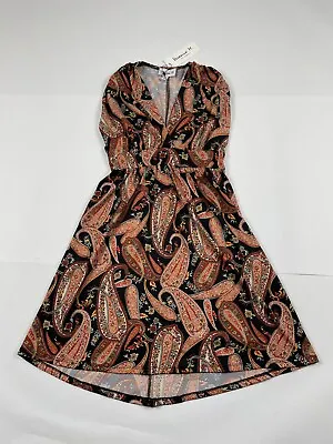 Women's Veronica M Los Angeles Fit & Flare V-Neck Dress Size XS Paisley #1374 • $17.24