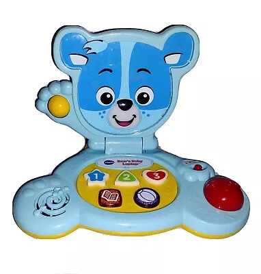 Vtech CODY BEAR'S BABY LAPTOP Blue Lights Music Folds Learning Fun #1447 • $12.99