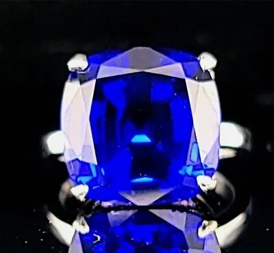 Tiffany & Co 18k White Gold Engagement Ring 17.44ct. Blue Tanzanite Cushion Cut  • $4950