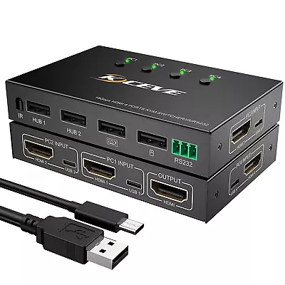 KVM Switch HDMI KVM Switch 4 Port 4 In 1 Out USB Switch For 4 Computers Shar... • $66.44