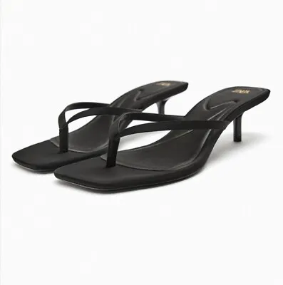 Zara Heeled Flip Flops • $40