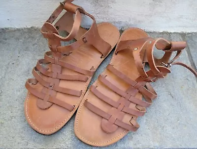 Men's Handmade Greek Leather Gladiator  Sandals Size US 13/ EU 46/ UK 12 • $28