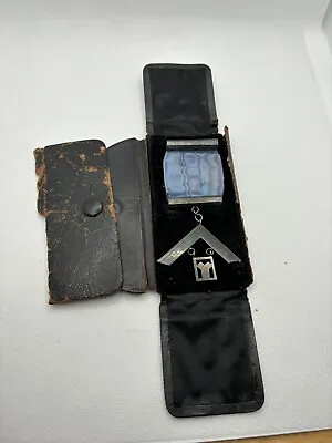Old Inscribed Masonic Past Master Jewel Ribbon Includes Broken Worn Holder Box • $149.99