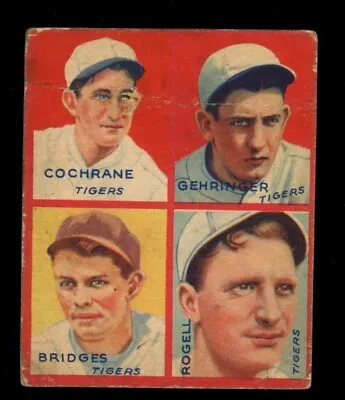 1935 GOUDEY 4-IN-1 #2D Gehringer Cochrane Bridges Rogell HOF Detroit Tigers • $89.95