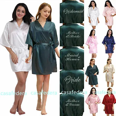 $19.99 • Buy Personalized Satin Silk Wedding Robe Bridesmaid Bride Hen Party Dressing Gown