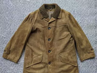 Vintage 1960s 70s Leather SUEDE Coat M Brown WESTERN Clicker CAR CLUB Jacket 38 • $99.95