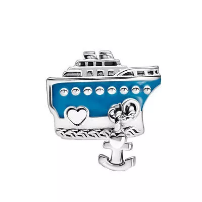 Genuine S925 Sterling Silver Love Boat Anchor Ship Cruise Ocean Sea Yacht Charm • £13.99