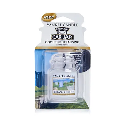 Yankee Candle Car Jar Air Freshener Freshner Fragrance Scent - CLEAN COTTON • £6.79