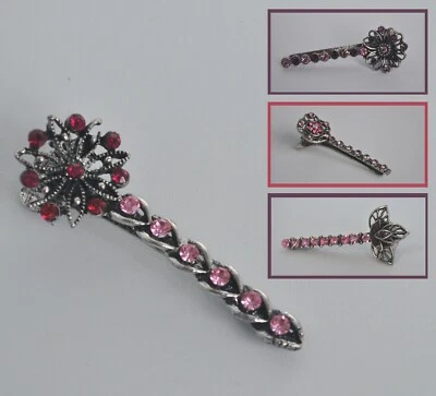 £3.95 • Buy Pink Diamante/rhinestone/crystal Hair Clamp/clip. Flowers/floral/Vintage Look. 