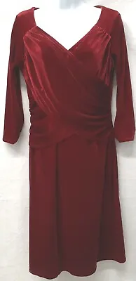 B Slim Red Velvet Slimming Shape Wear Dress Long Sleeve Size Small # 1515 • $9.88