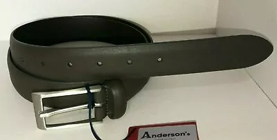 £59.99 • Buy ANDERSONS ITALIAN GREY LEATHER MENS BELT HANDMADE 90cm 34  BNWT