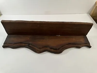 Vintage Primitive Farm Wall Shelf Display Plate Rack Scalloped Hand Carved 22” H • $45