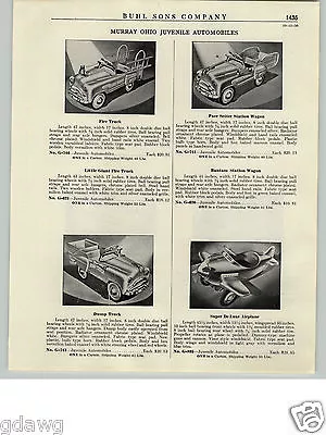 1940- 50's PAPER AD Murray Ohio Pedal Car Super Deluxe Airplane Station Wagon • $13