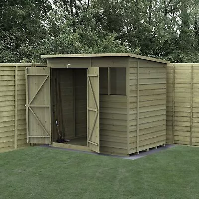 Forest 4LIFE 7x5 Shed Pent 2 Window Double Door Wooden Garden Shed Free Delivery • £414.99