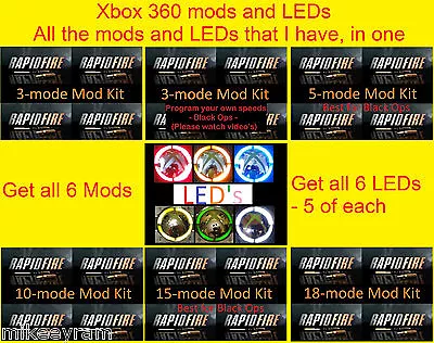 Mod And LED Bundle Rapid Fire Xbox 360 6 Different Mods & 30 LEDs 6 Colors • $44.44