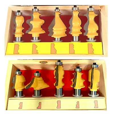10 Pc 1/2  Shank Architectural Specialty Molding Router Bit Set With Box S • $99