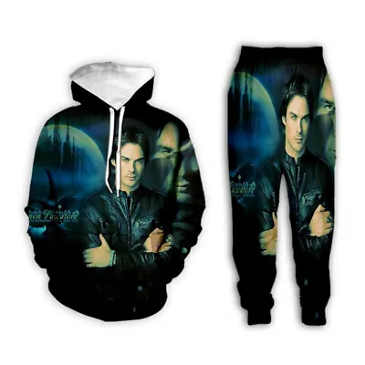 Vampire Diaries Damon 3D Print Women/Mens Hoodies Sweatshirt+Pants Sport Suit • £16.79