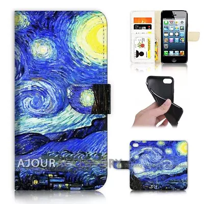 ( For IPhone 5 / 5S ) Wallet Flip Case Cover AJ40036 Starry Night Van Gogh • $8.47