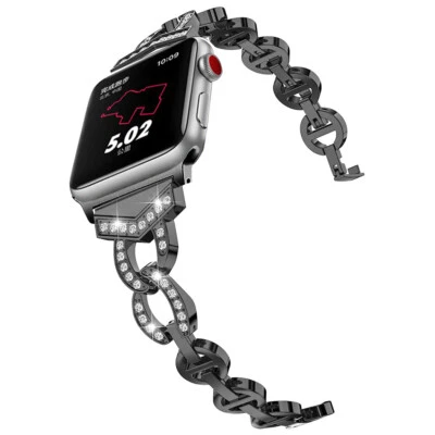 $16.99 • Buy For Apple IWatch Series 8 7 6 5 4 3 21 SE Bling Stainless Steel Wrist Band Strap