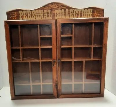 Vintage Wall Glass Door Case Curio Cabinet Knick Knack Shadow Box Shelf 26 Slot • $95.49