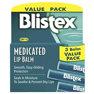 Medicated Lip Balm 0.15 Ounce 3 Count (Pack Of 1) Prevent Dryness & Chapping  • $5.99