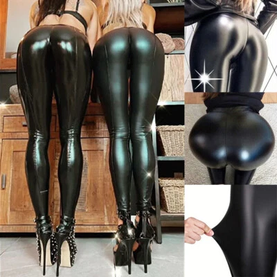 £15.99 • Buy Women Wet Look Leather PU Leggings Push Up High Waist PVC Stretch Pants Trousers