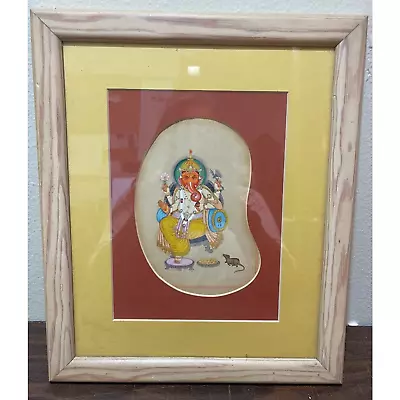 Ganesha Religious Painting Handmade Hindu Hand Painted Paper Art In Frame • $35