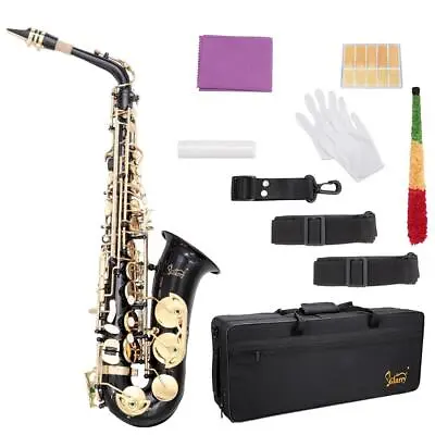 Glarry Alto Saxophone E Flat F Key Student School Band Alto Sax Black • $179.99