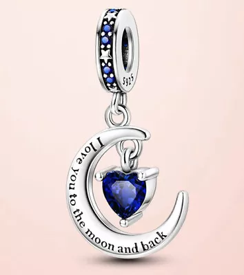 I Love You To The Moon & Back Bracelet Charm S925 Silver Dangle Fast Tracked48hr • £15.95