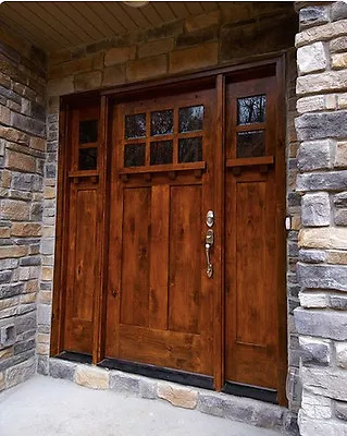 Prefinshed! 3068 Highland Style Craftsman Knotty Alder  Door With Sidelights  • $3872