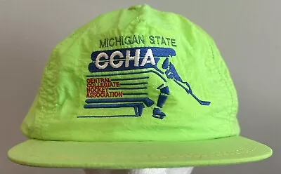 Vintage 90's MSU Michigan State CCHA Central Collegiate Hockey Hat Cap Assoc • $24.99