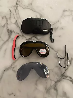 Vintage Bolle CHRONO SHIELD 80's Black Ski Snow Glasses Chronoshield • $74.50