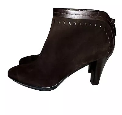 Aquatalia Shoes | Aquatalia By Marvin K Vera Gomma Dark Brown Suede Bootie US 9 • $179.99