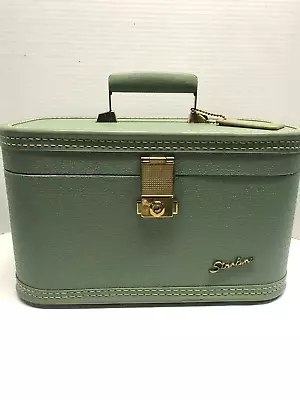 Vintage STARLINE Train Case Luggage Co. Green Makeup Tray ID Tag • $49.99