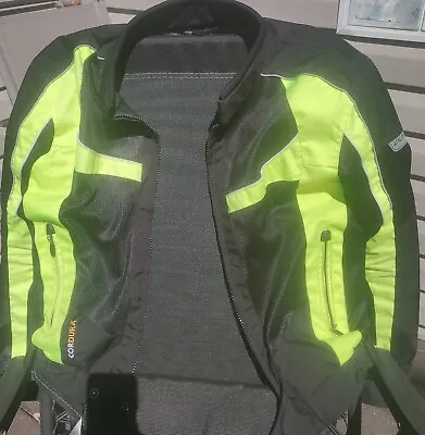 Olympia Armored Cordura Motorcycle Jacket Size Men's M Reflective Yellow Black • $44.99