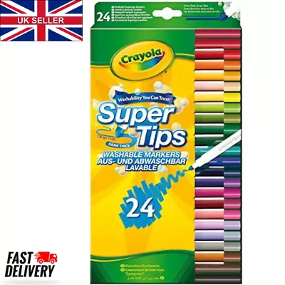 Supertips Washable Markers Felt Tip Pens In Assorted Colours Pack Of 24 Premium • £6.97