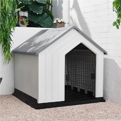 Large Plastic Dog Kennel Hutch Pet House Shelter With Metal Door Indoor Outdoor • £75.95
