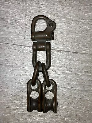 Antique MERRIMAN BRONZE DOUBLE PULLEY SNAP SHACKLE Boat Marine Hardware Vintage • $150