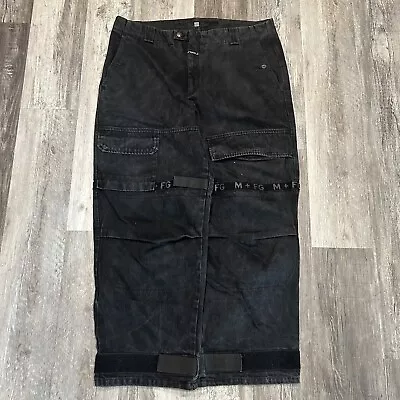 Vintage Baggy Black Marithe Francois Girbaud Strap Jeans 42x31 • $85