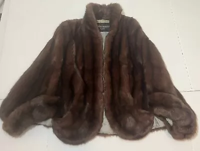 Vintage Mink Stole Wrap Brown Real Fur Shawl Cape George Benioff Size Small • $75