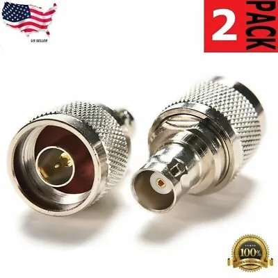 2 Pack N Male To BNC Female Coax RF Adapters Connectors • $5.99