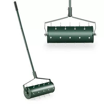 Costway 45 Cm Manual Lawn Aerator Garden Heavy Duty Rolling Aerator Lawn Tool • £37.95