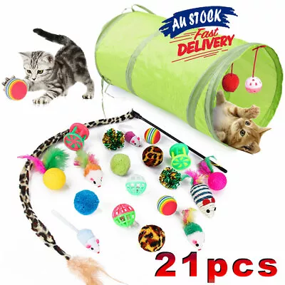 21Pcs Pack Mice Bells Kitten Toys New Bulk Buy Catnip Cat Rod Fur Balls • $17.45