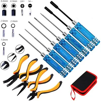 £31.99 • Buy 10 In 1 RC Tools Kit Hex Screwdrivers Pliers Tool Set Box For RC Car Accessories