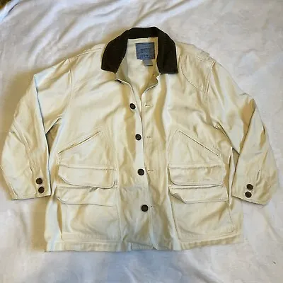 Vintage Nikoata Denim Work Men’s Barn Chore Cream Corduroy Collar Jacket Size L • $65