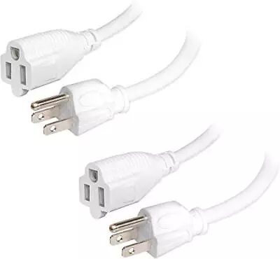 10 Ft White Extension Cord 2 Pack - 16/3 Durable Electrical Cable • $20.99